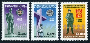 Finland 471-473,MNH.Michel 644-646. Finnish National defense,1968.Monuments.