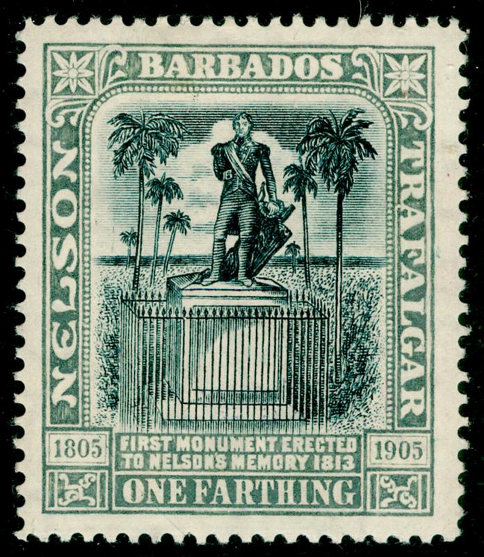 BARBADOS SG158, Nelson Centenary ¼d black & grey, M MINT.