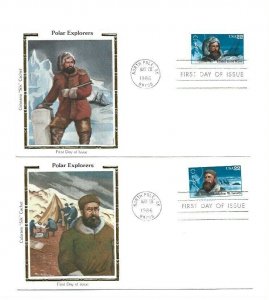 2220-23 Polar Explorers, Colorano Silk Cachet, set of 4, FDCs