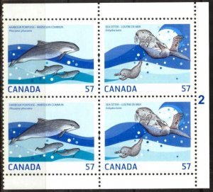 Canada 2010 Joint with Sweden Sea Otter Harbour Porpoise Mi. 2636/7 x2 MNH