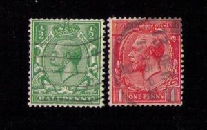 Great Britain Sg 418a-419a Used Watermark Sideways (Scott 187a/188a) F-VF