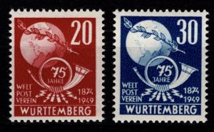 Germany [French Zone] Wurttemberg 1949 75th Anniv. of UPU, Set [Unused]