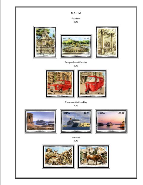 COLOR PRINTED MALTA 2011-2020 STAMP ALBUM PAGES (87 illustrated pages)