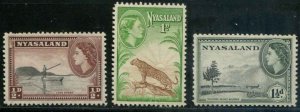 Nyasaland SC# 97-9  QEII and locak Scenes MH