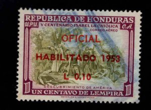 Honduras  Scott C209 Used 1953 overprinted Airmail stamp similar cancels