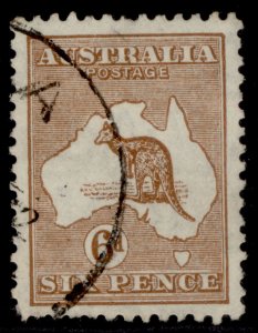 AUSTRALIA GV SG132, 6d chestnut, USED. Cat £40.