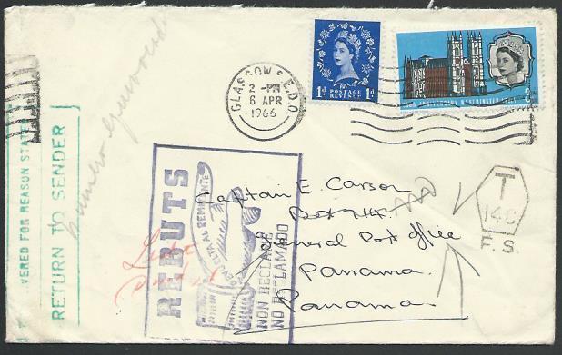 GB TO PANAMA 1966 cover returned to sender.................................62468