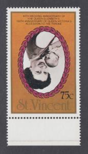 St. Vincent Sc 1018 MNH. 1987 75c QEII & Baby Charles, Inverted Center XF