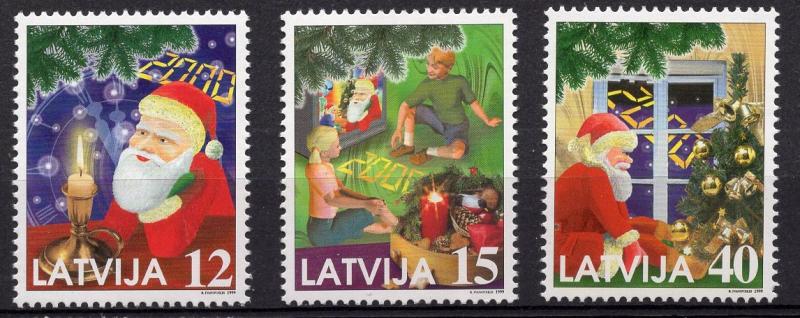 Latvia   #499-501 1999  MNH  Christmas and milennium