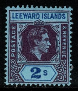 LEEWARD ISLANDS SG111a 1942 2/= REDDISH PURPLE & BLUE/BLUE ORD PAPER MTD MINT