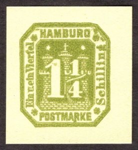 Hamburg Reprint of cut square, 1 1/4Sch, Unused