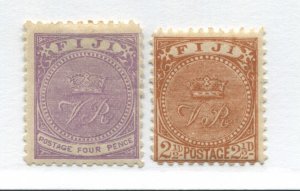 Fiji QV 1890 4d and 1891 2 1/2d  mint o.g. hinged