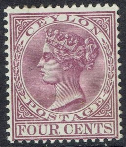 CEYLON 1872 QV 4C WMK CROWN CC