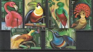 ROMANIA 2019 STAMPS EXOTIC BIRDS PARROT FLAMINGO SET MNH