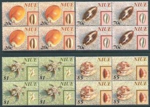 NIUE 1998 Shells set fine MNH blocks of 4..................................62423