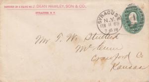 United States York Syracuse 1889 Wesson duplex Type H(1)  Postal Stationery E...