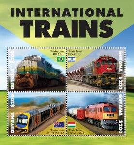 Guyana - 2014 - International Trains -  Sheet Of 4 - MNH