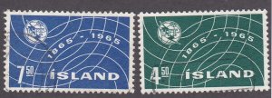 Iceland # 370-371, ITU Centennial, Used, 1/2 Cat.
