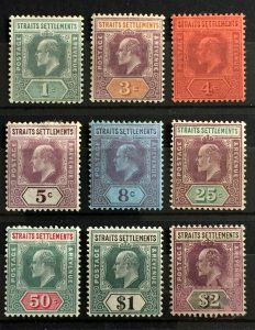 MALAYA Straits Settlements 1902-03 KEVII 1c-$2 MLH wmk CA SG #110-120 M3556