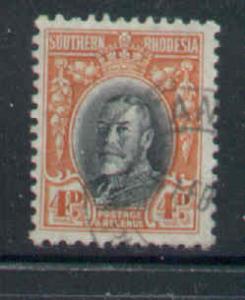 Southern Rhodesia-Sc#21b-used 4p orange red & black KGV-perf 11.5-1935-