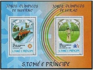 St Thomas & Prince Isls 726 sheet, MNH. Michel 877-878 Bl.142A. Olympics-1984.