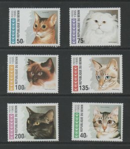 Thematic Stamps Animals - BENIN 1995 CATS 6v mint