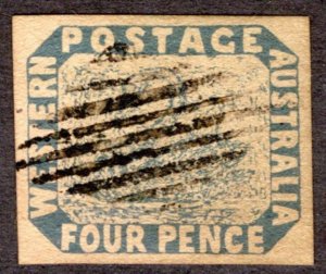 1854 Western Australia 4p, Used Forgery, Scott #3