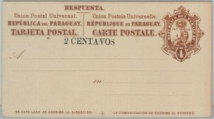 77232 - PARAGUAY - POSTAL HISTORY -  Double STATIONERY CARD  H & Gage #  5