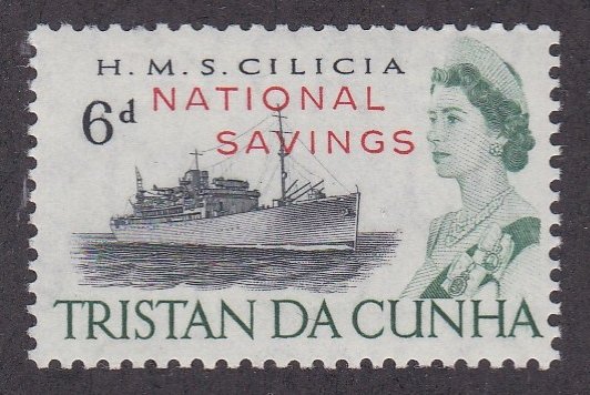Tristan Da Cunha # 132 National Savings Overprint on Ship Stamp, NH 1/2 Cat.