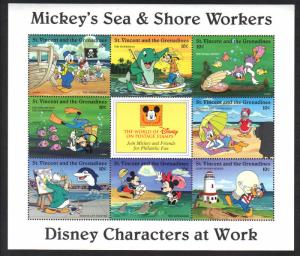 St. Vincent Grenadines-Disney Mickey's SEA LIFE VF NH 8 Stam