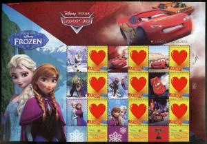 ISRAEL 2015 DISNEY  'FROZEN AND CARS'  PERSONALIZED SHEET MINT NEVER HINGED