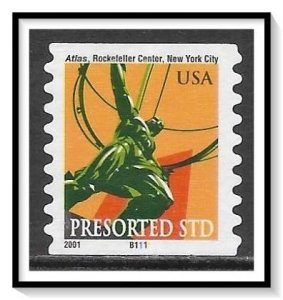 US #3520 Atlas Statue Presorted PNC Pl#B1111 Used