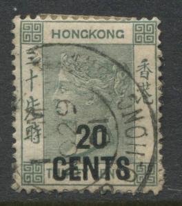 Hong Kong QV 1891 20 cents on 30 cents green CDS used 