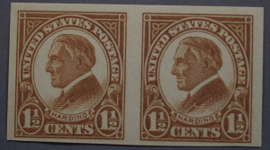 United States #576 1 1/2 Cent Harding Imperforate Pair MNH