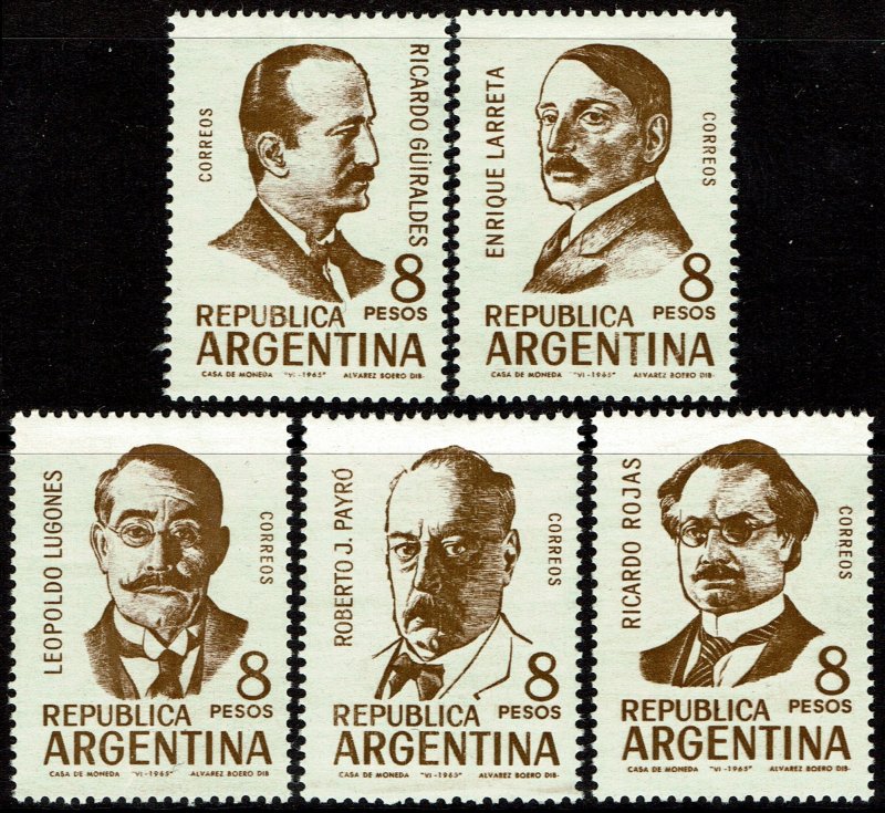 Argentina #774-78  MNH - Argentine Writers (1965)