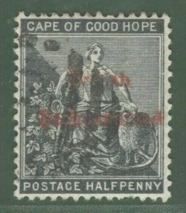 BECHUANALAND QV COGH Stamp SG.1var 1885 b for h ½d G-FU RARE VARIETY GRED90