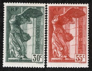 France Sc B66 - B67 BluGrn Red 30c 55c 1937 Light Hinge Original Gum Semi-postal