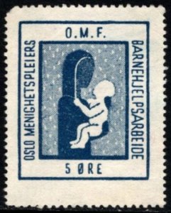 Vintage Norway Poster Stamp Oslo Church Caregivers Child Help Work