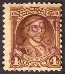 1932, US 4c, George Washington, Used, purple cancel, Sc 709