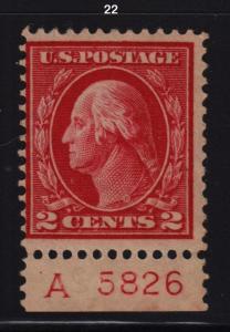 1912 Sc 406 MNH plate number single, Hebert CV $34