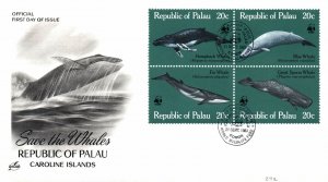 SAVE THE WHALES REPUBLIC OF PALAU FIRST DAY COVER 4 VALUES 1983