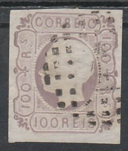 PORTUGAL 1862 KING EMBOSSED 100R USED