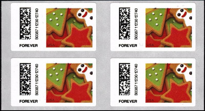 US CVP101 Holiday Cookies Kiosk ATM forever block (4 stamps) MNH 2017 