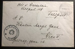 1915 Feldpost Hungary KUK Army Command In Poland Cover WW1 To Vienna Austria