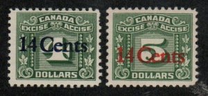 Canada Revenues Excise Tax FX124 & FX126 Mint no gum