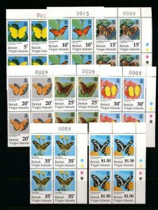 VIRGIN ISLANDS 711-718 MINT NH BLOCKS OF 4 BUTTERFLIES