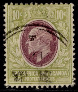 EAST AFRICA and UGANDA EDVII SG37, 10c lilac & pale olive, FINE USED. Cat £10.