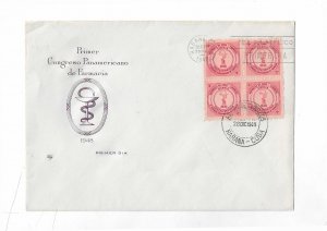 Cuba 1948  block of 4  FDC  with cachet