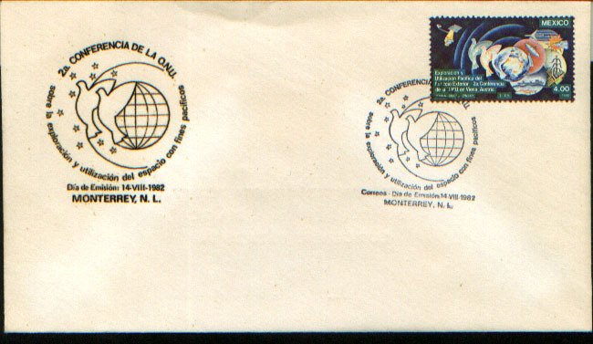 MEXICO 1284, CACHETED FDC  UN Conference Peaceful uses of Outer Space. VF.