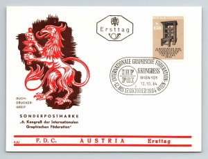 Austria 1964 FDC - 6th Congress of the Int'l Graphic Federation - F13196